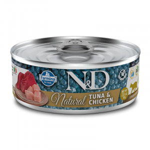 ПР0057890 Корм для кошек N&D Natural тунец и курица банка 80г Farmina