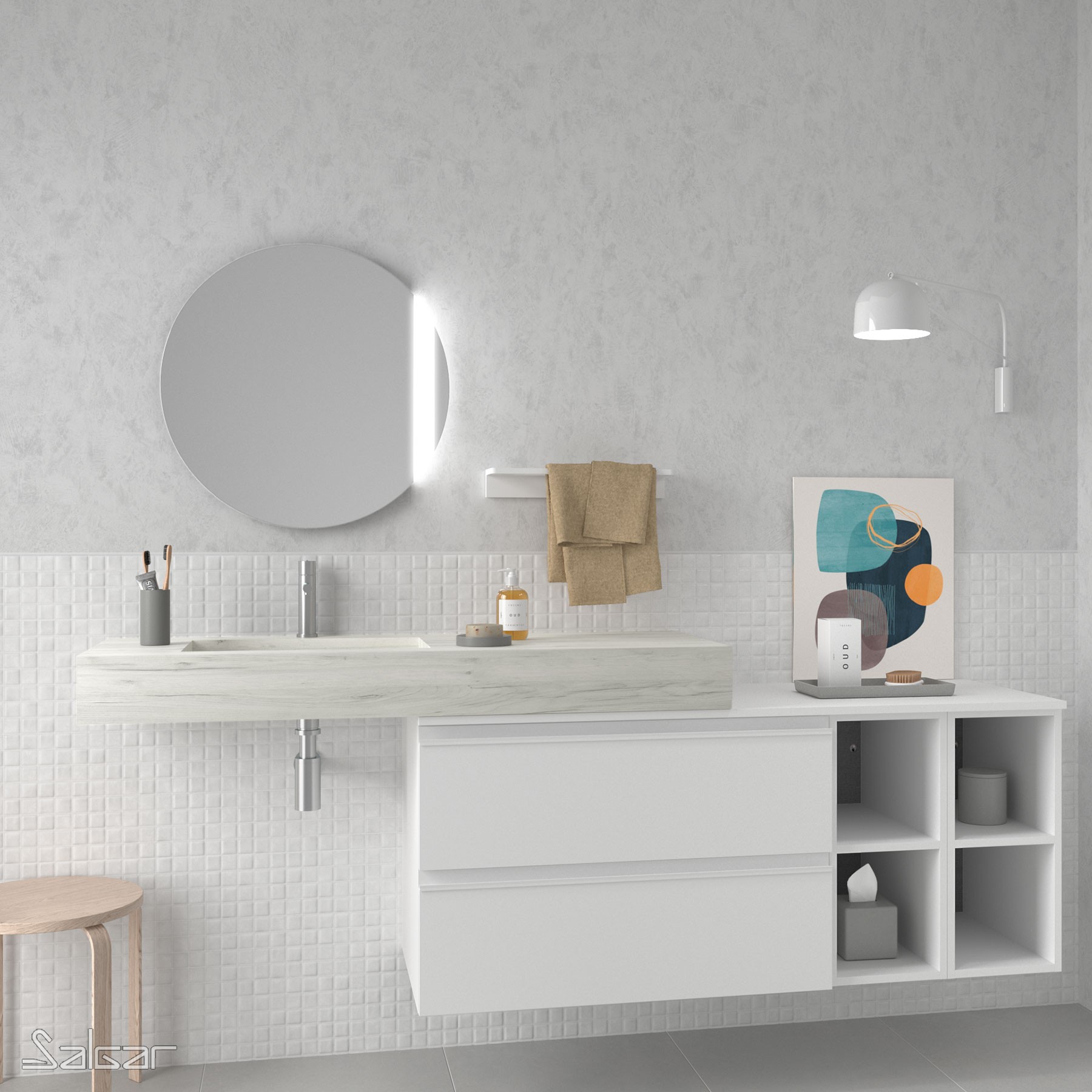 25465 SALGAR COMPAKT 51 от 600 до 800 мм с 1 встроенной мойкой ARTIC OAK  - Вид №3