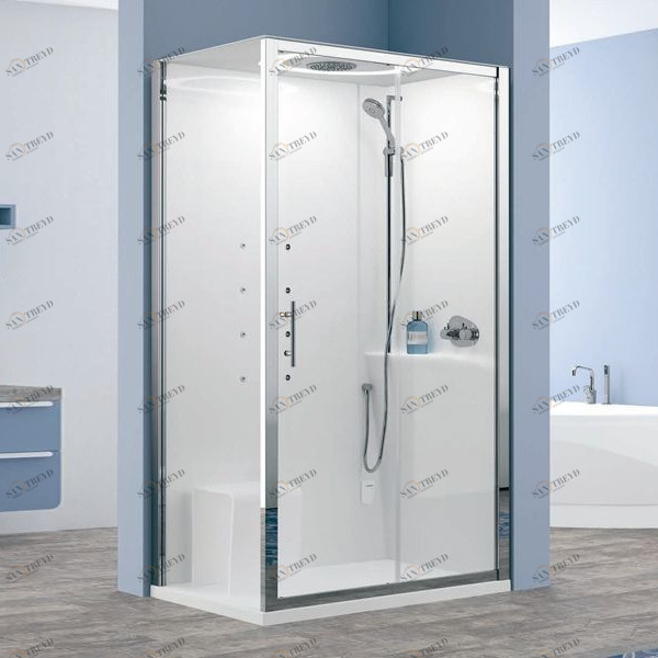 Novellini. Душевая кабина 120x80 2P120x80 HYDROMASSAGE с низким душевым поддоном и крышей EON EON2P120SM1F1UAEON2P120DM1F1UA