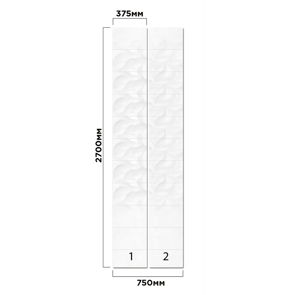 Комплект стеновых панелей ПВХ Лепестки светлый 2700x375x8 мм 2.025 м² 2шт VENTA STLM-2152467 - Вид №3