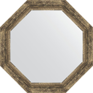 BY 3665 Зеркало в багетной раме - старое дерево с плетением 70 mm EVOFORM Octagon