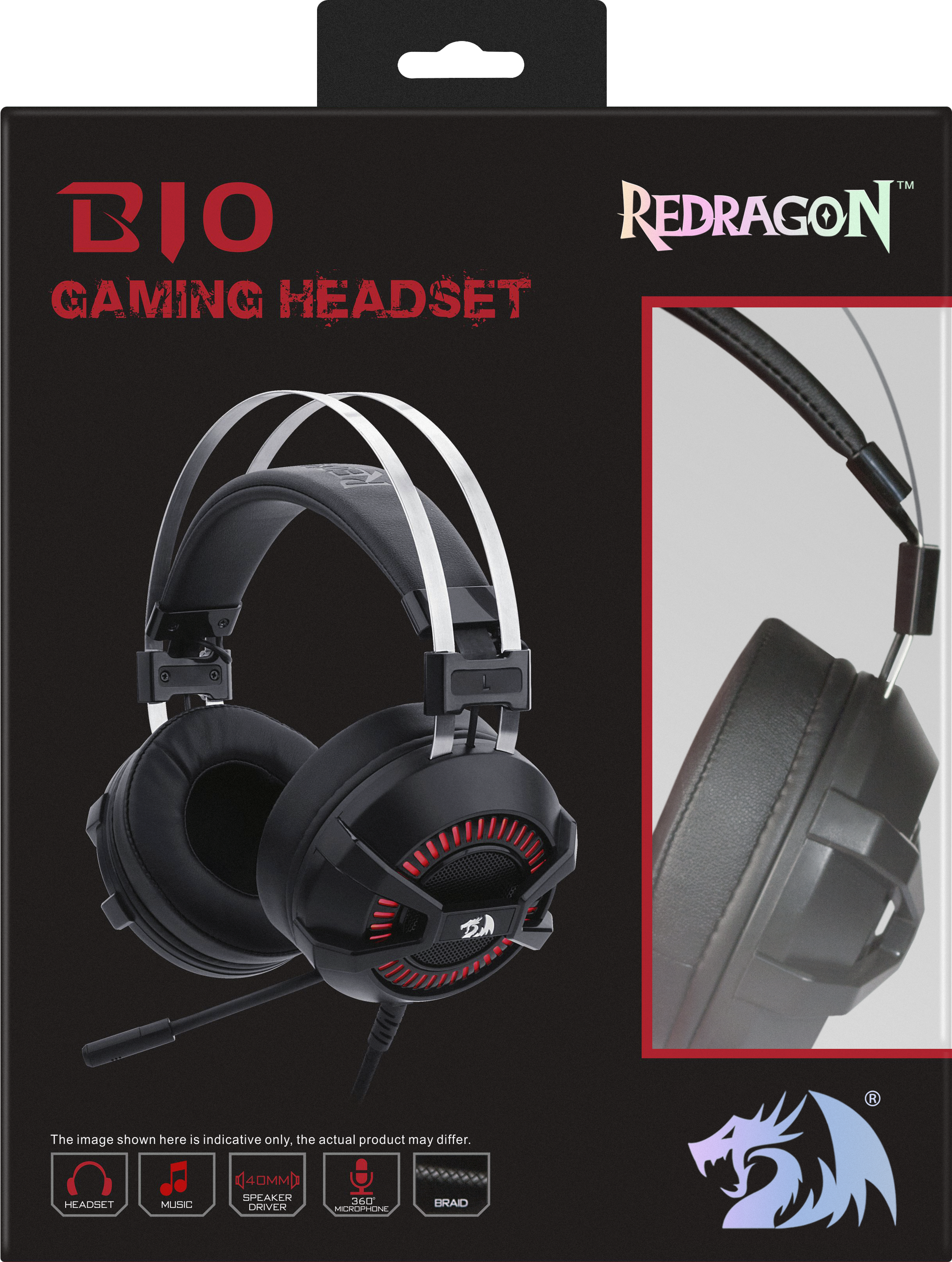 75077 игровая гарнитура bio черный+красный, кабель 2 м Redragon Santreyd  - Вид №2