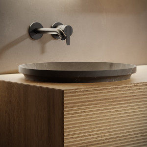 Деревянный подвесной шкаф для умывальника с выдвижными ящиками