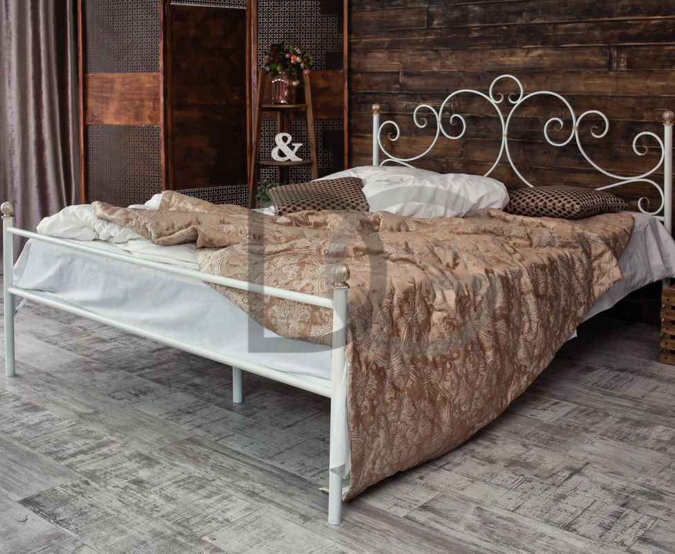 Кованая двуспальная кровать 160х200 с одной спинкой белая "Флоренция" FRANCESCO ROSSI ФЛОРЕНЦИЯ 134673 Белый - Вид №2