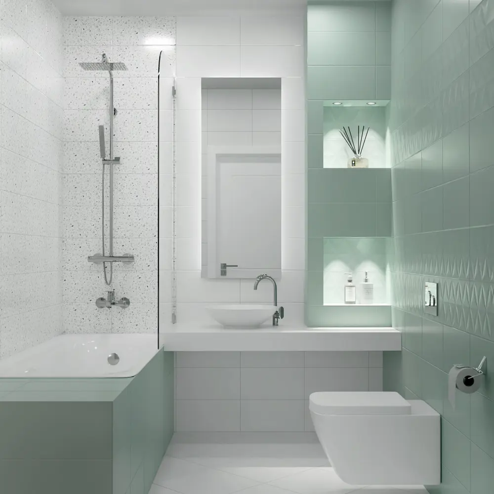 Настенная плитка KREAFORTA Mersey Mono 20x40 см 1.62 м² матовая цвет мятный STLM-2000903 - Вид №6