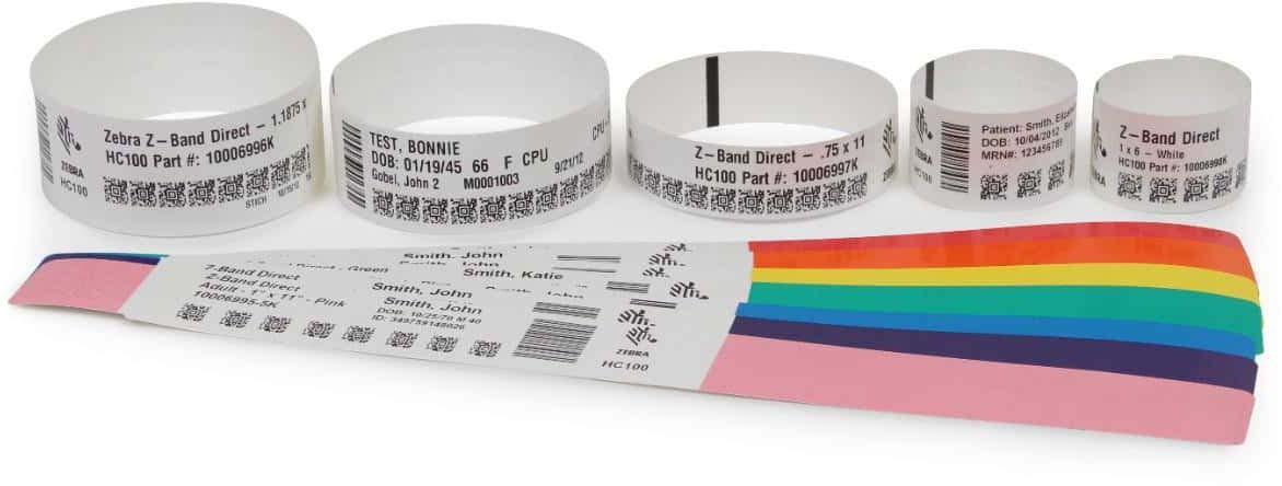 10005008 Wristband, polypropylene, 1x11in (25.4x279.4mm); dt, z-band direct, coated, permanent adhesive, 1in (25.4mm) core, 200/roll Zebra Santreyd 