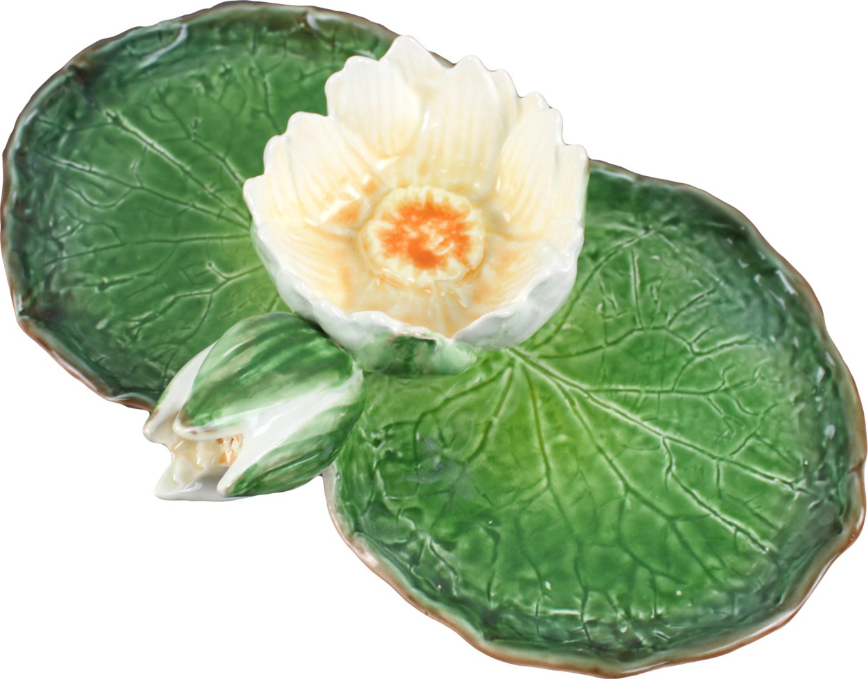10647646 Романов Фаянс Блюдо для закусок (с кувшинкой и бутоном) Фаянс 