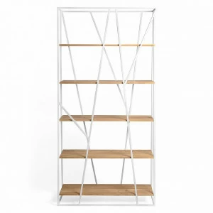 Стеллаж металлический белый, темный дуб Powell white INTELLIGENT DESIGN  260752 Белый;коричневый