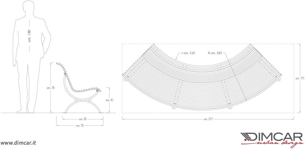 DIMCAR Изогнутая скамья с выпуклым боковым сиденьем Elite 298-bis-v - Вид №2