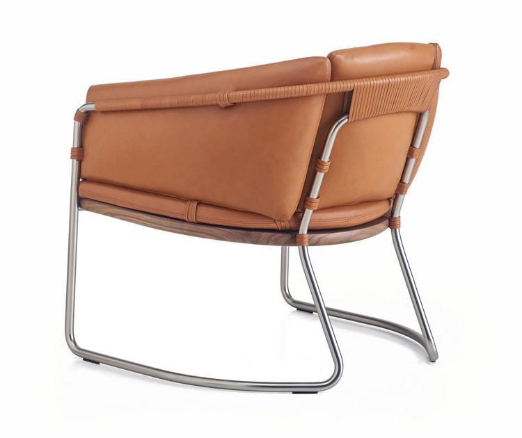 BassamFellows Санное кресло с кожаной обивкой и подлокотниками Geometric Cb-454 - Вид №2