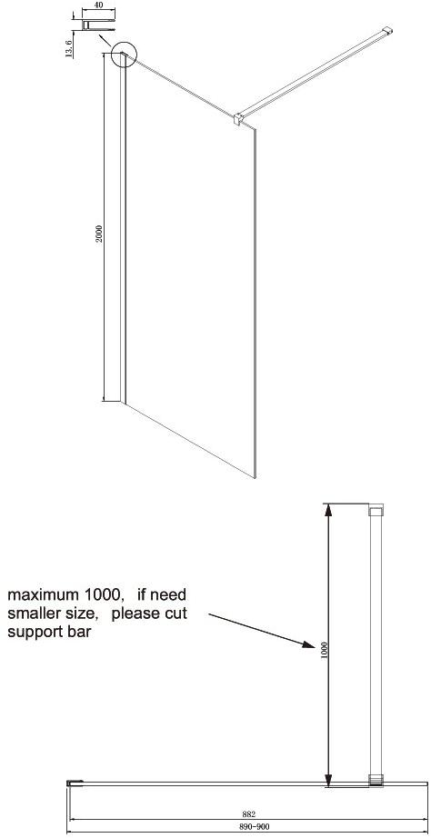 Душевая перегородка Ambassador Waik-in 15031101 (900x2000), 1 место Walk-in - Вид №7