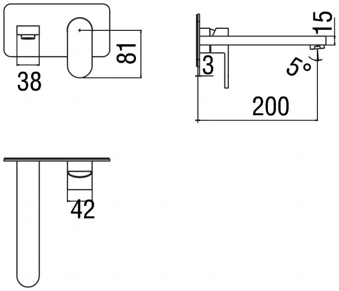 Nobili Rubinetterie Смеситель для умывальника настенный Up Up94198/1cr - Вид №1