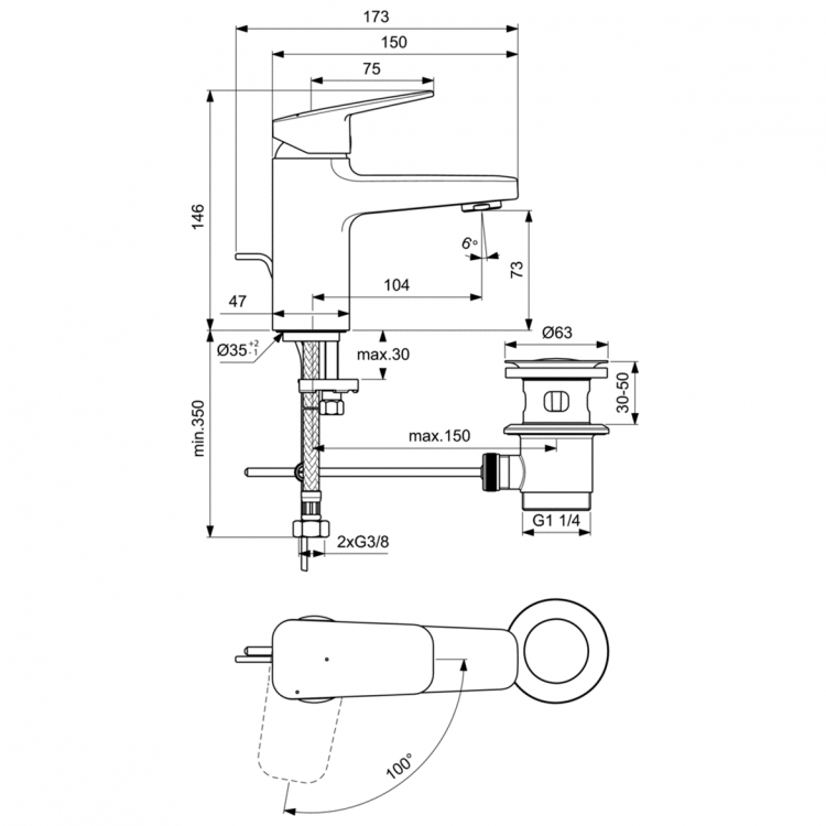 BD215AA Смеситель для раковины Ideal Standard CERAPLAN  - Вид №3