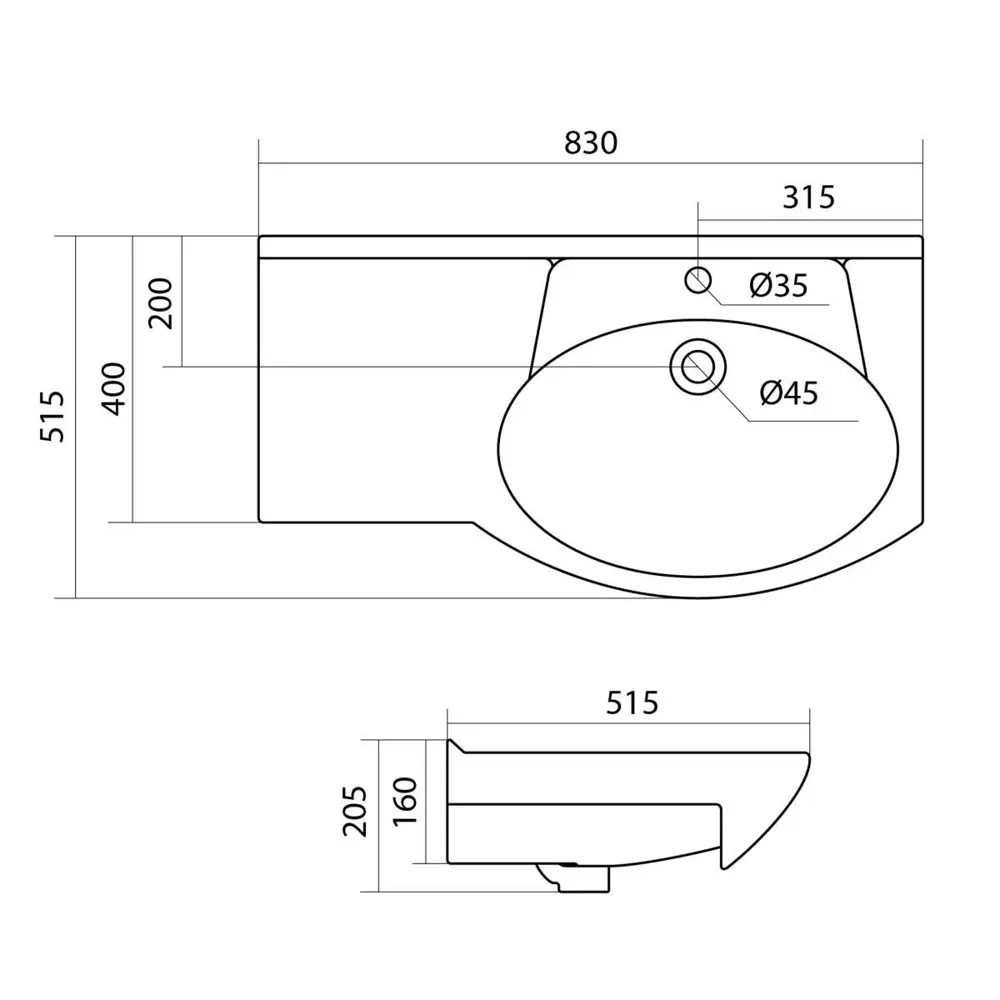 Раковина Коралл 85 см левая Santreyd STLM-2189764 - Вид №2