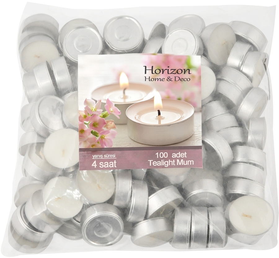 91017966 Свеча Horizon Candles чайная плавающая высота 14 мм d 37 мм 100 шт/уп ГИЛЬЗА на 3 часа горения белая STLM-0443360 MIR LIGHT