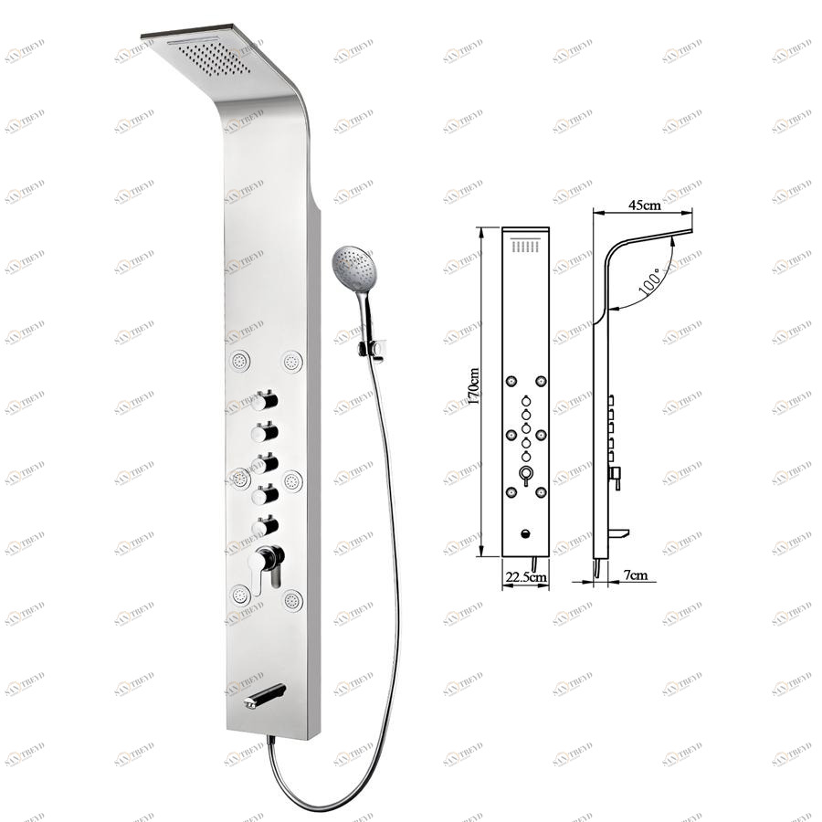 Душевая панель Alvaro Banos Valencia V2 EI Cano Cromo с изливом Santreyd 