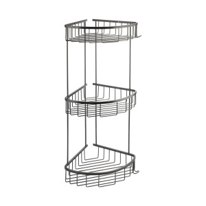 GFmark - Полочка ГРАФИТ, угловая, овальная, тройная 22 см, из нержавеющей стали, код: 78255