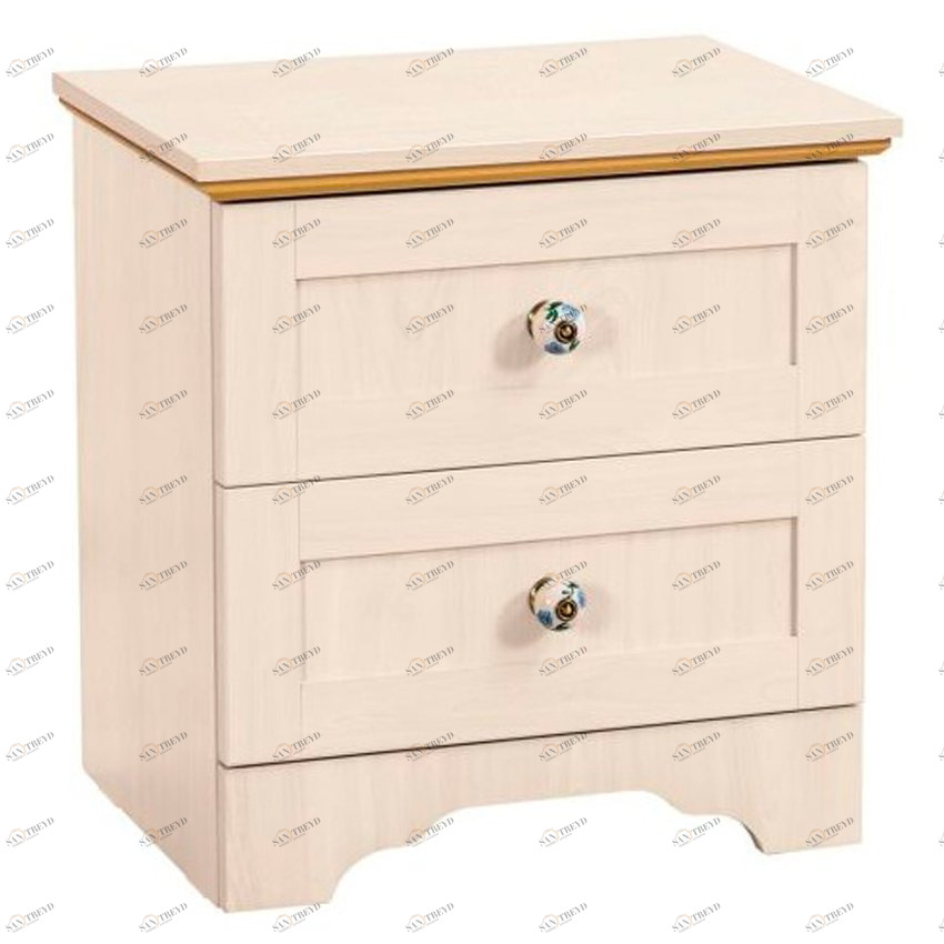 Прикроватная тумбочка с 2 ящиками беленый дуб Flower CILEK FLOWER 00-3832587 Бежевый Santreyd