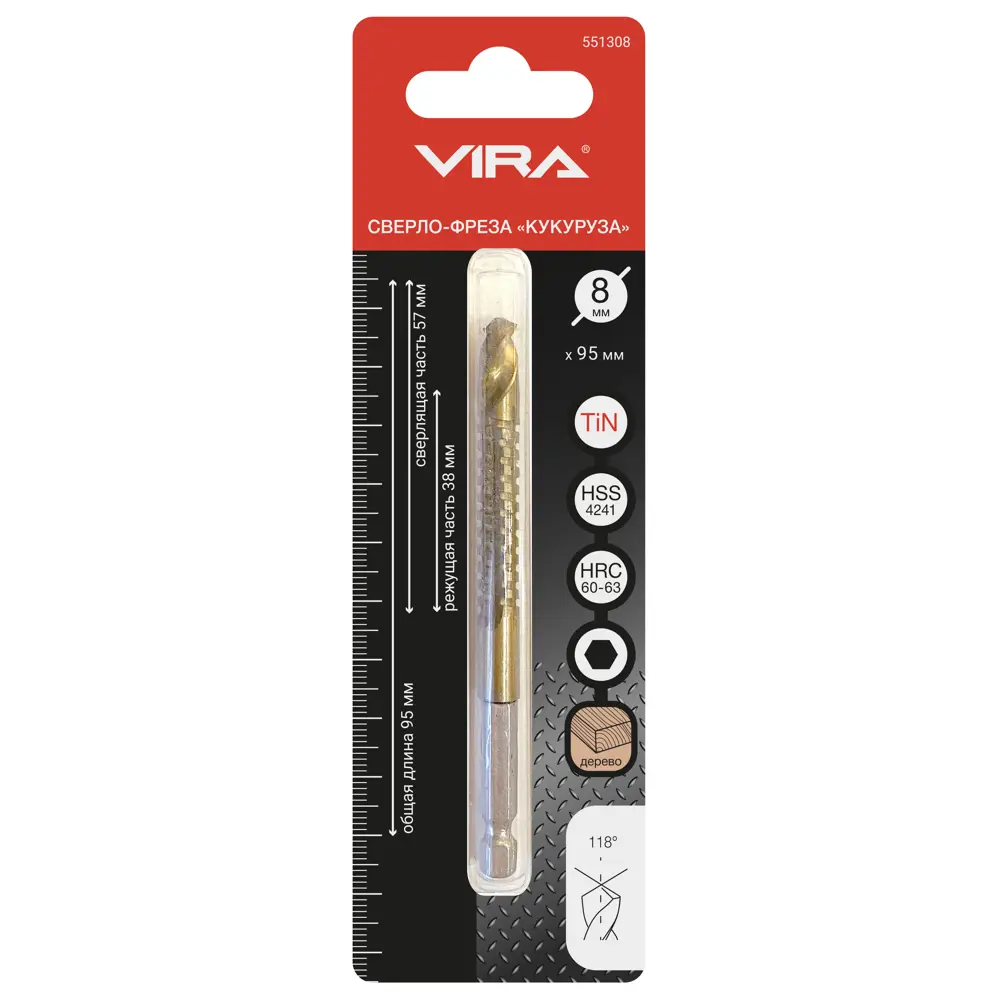 Фрезерное сверло VIRA для дерева и композитов 8×38 мм 85398943 STLM-0062639 - Вид №2