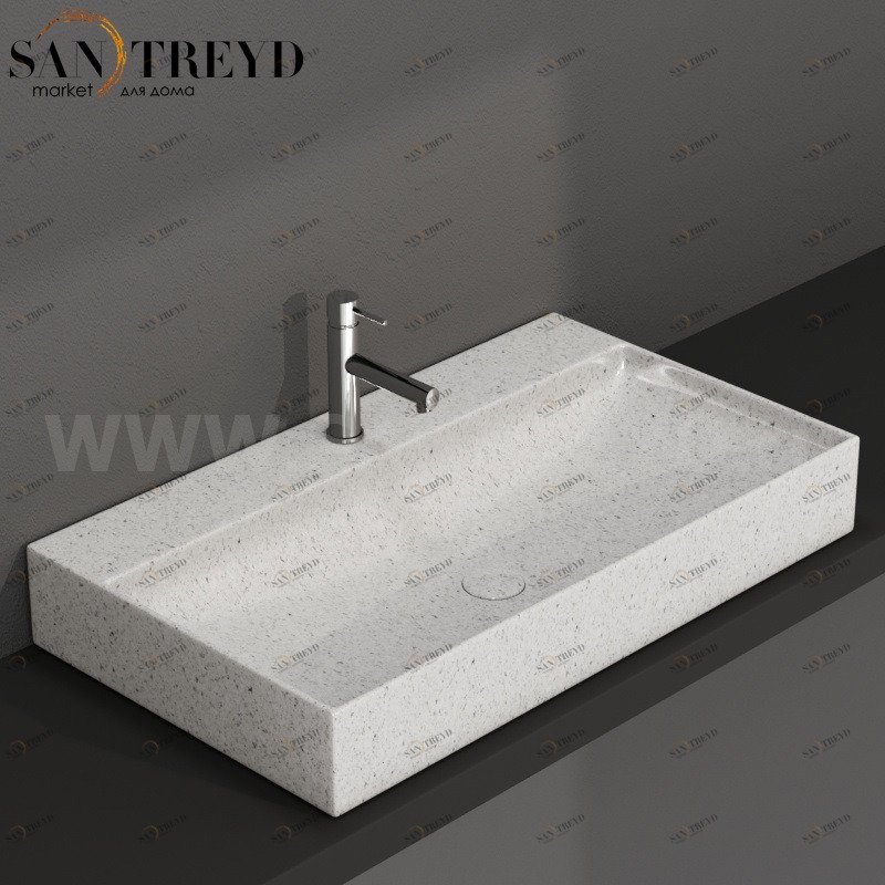 B6R81GG Подвесная раковина настенная прямоугольная Ceramica Globo T-EDGE черная