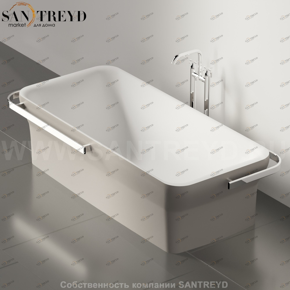 Ванна свободностоящая NOVECENTO с 2 держателями для полотенца серая Agape AVAS0965ZL