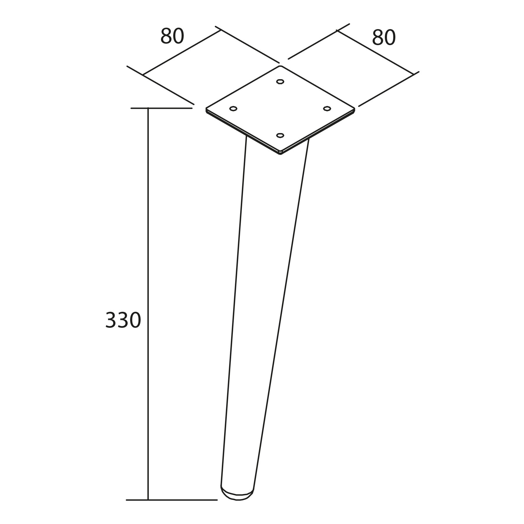 84139 SALGAR Комплект из 2 ножек DANNA BLACK Высота 330 мм  - Вид №1