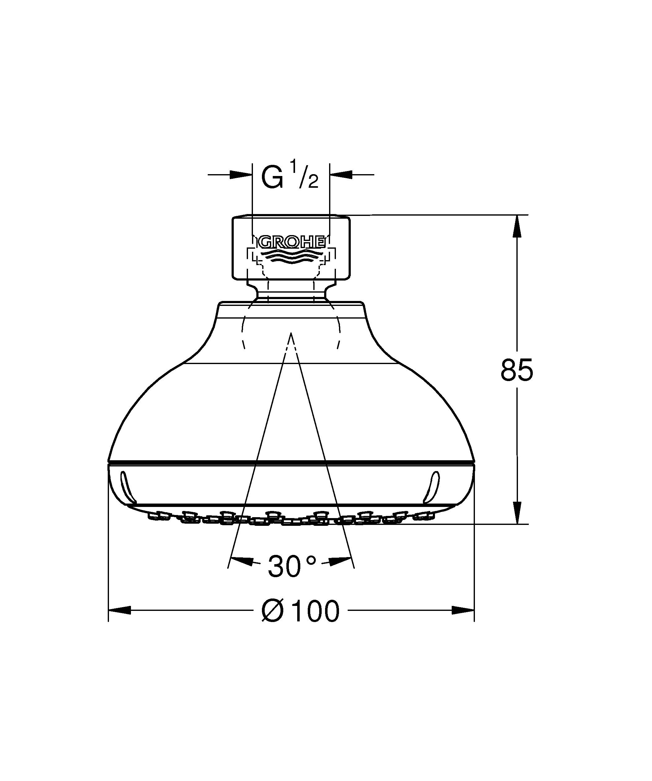 Верхний душ GROHE New Tempesta 100 I, 5,7 л/мин, хром (26050001) - Вид №1