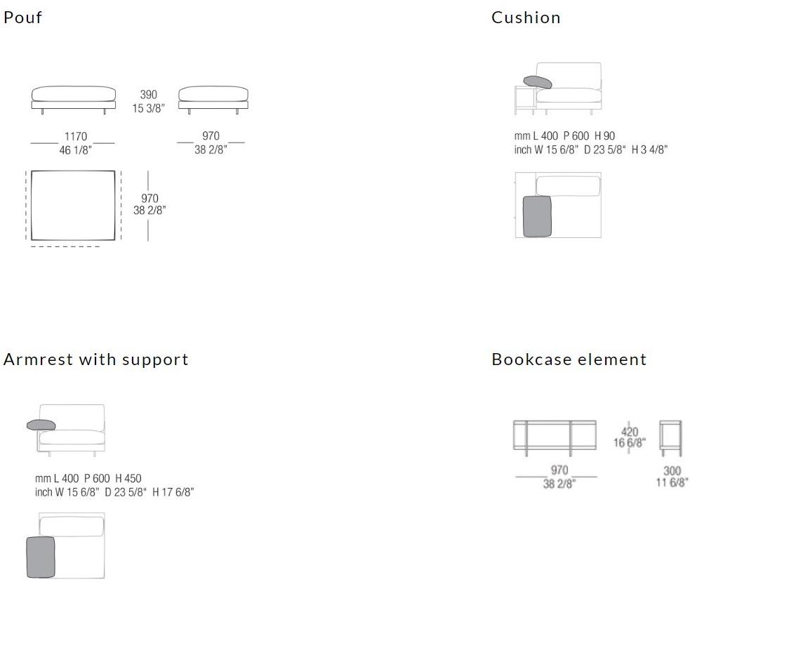 MisuraEmme Диван из ткани с полкой для журналов Misuraemme sun-id-1374520 - Вид №23