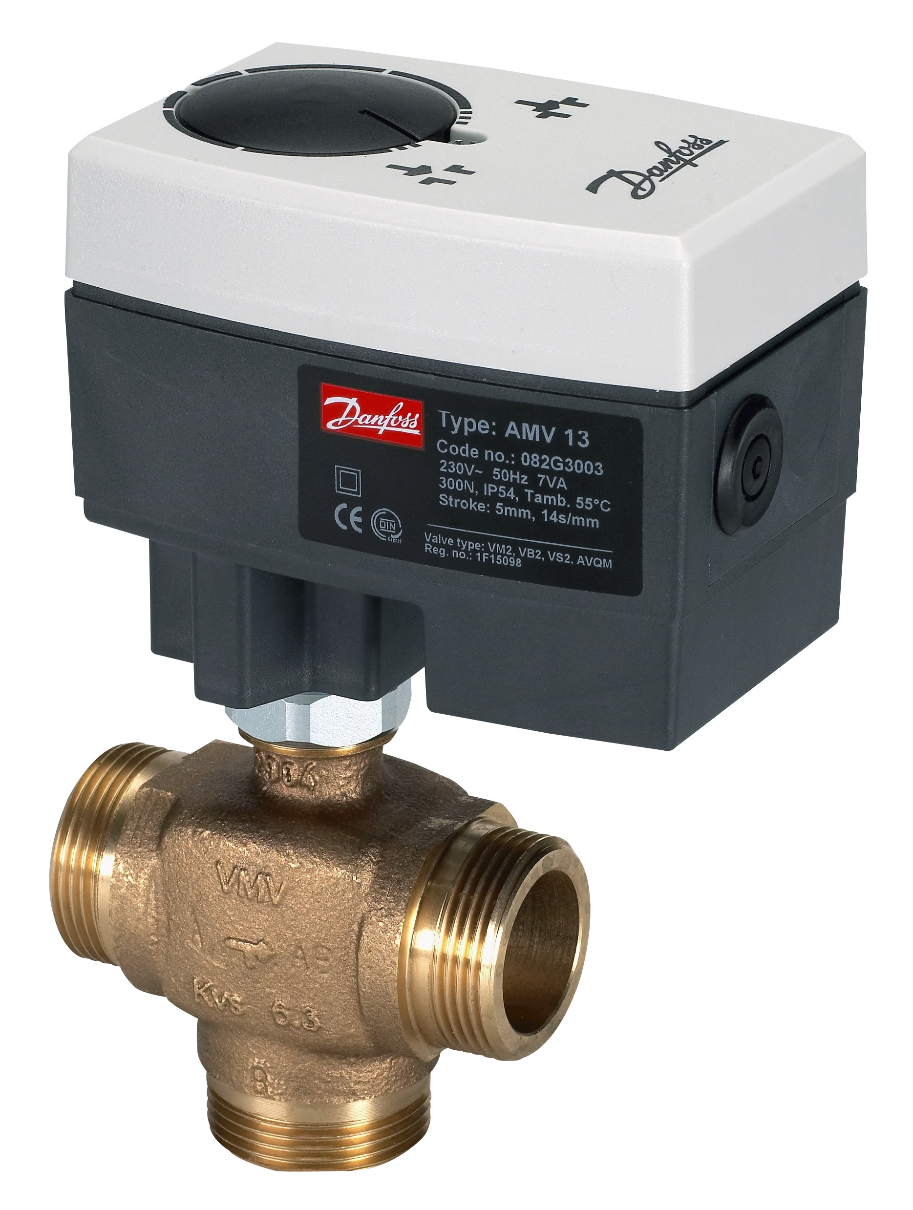 Danfoss Редукторные электроприводы с трехпозиционным управлением AMV 435 Эл.привод имп., 230В пер. тока 082H0163  - Вид №21