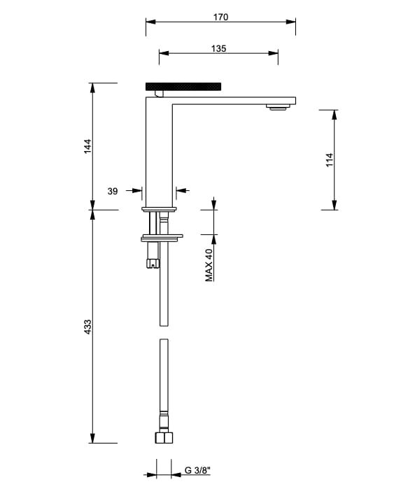 Смеситель для раковины с одним отверстием Fantini Rubinetti O-xy ARCH-00021590 - Вид №3