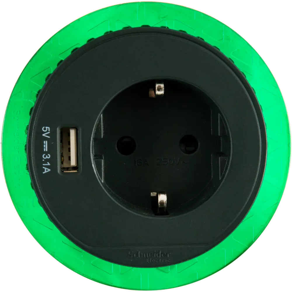 Розетка встраиваемая в столешницу Schneider Unica System 1 розетка с заземлением 1 USB 2 м 3670 Вт цвет антрацит SYSTEME ELECTRIC STLM-2200707 - Вид №3