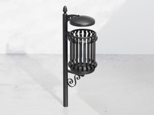 Наружная металлическая корзина для мусора с крышкой