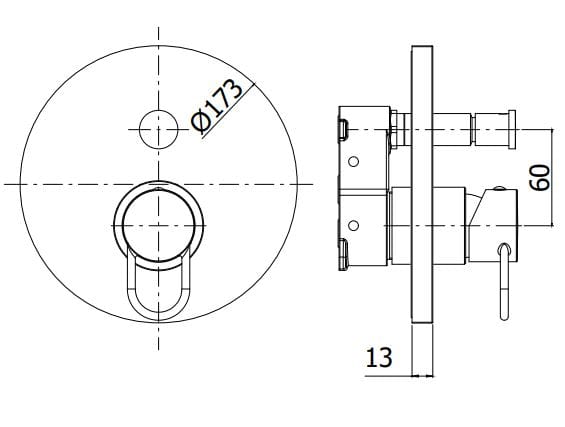 Однорычажный встраиваемый смеситель для душа с переключателем RUBINETTERIA PAFFONI Joker ARCH-00077383 - Вид №2