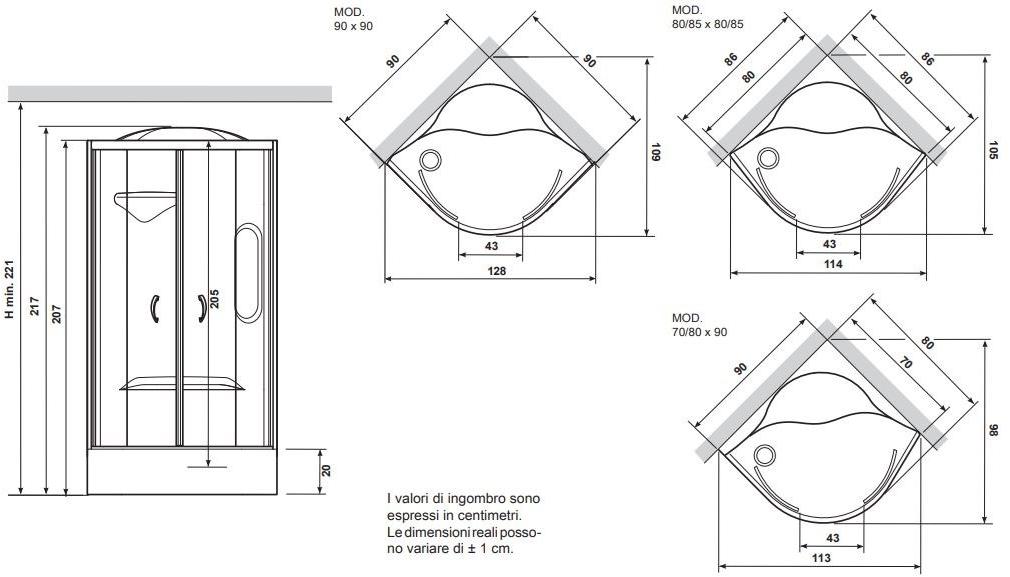 Gruppo Geromin Многофункциональная душевая кабина из хрусталя и алюминия New bi-size sun-id-1405175 - Вид №1