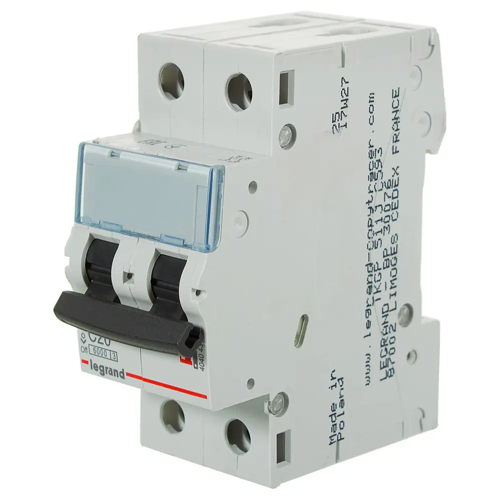 Автоматический выключатель Legrand TX3 2P C20 А 6 кА STLM-2156921