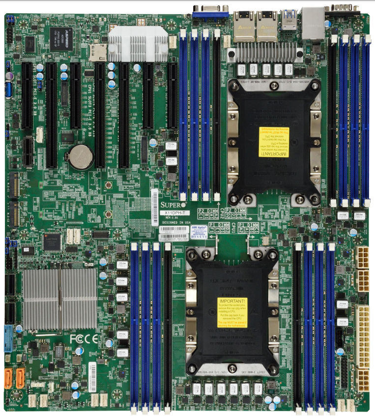 MBD-X11DPH-T-O Mb x11dph-t-o, 2x lga 3647, c622, 16xddr4 up to 4tb 3ds ecc rdimm/3ds ecc lrdimm, 3 pci-e 3.0 x16,, 4 pci-e 3.0 x8, m.2 interface: 2 pci-e 3.0 x4, m.2 form factor: 2242/2260/2280/22110, m.2 key: m-key (raid 0,1 support), 1 vga port, intel® Santreyd 