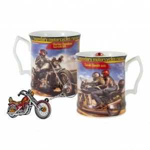 Кружка фарфоровая с брелоком 0,5 л серо-голубая "Мотоцикл Сузуки Бандит 650 S" CARMANI РЕТРО АВТОМОБИЛИ 00-3946520 Голубой;серый