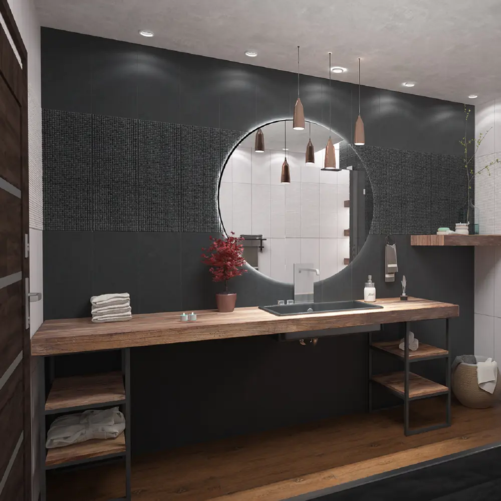 Плитка настенная Azori Alba Grafite 25.1x70.9 см 1.25 м² цвет черный STLM-2202093