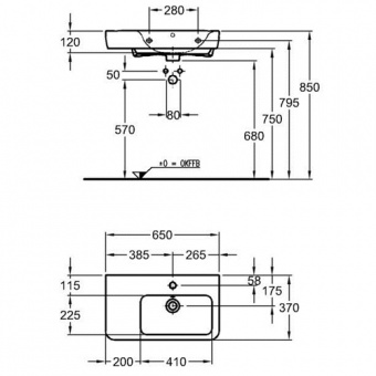 226265000 Подвесная раковина настенная прямоугольная Keramag  - Вид №3