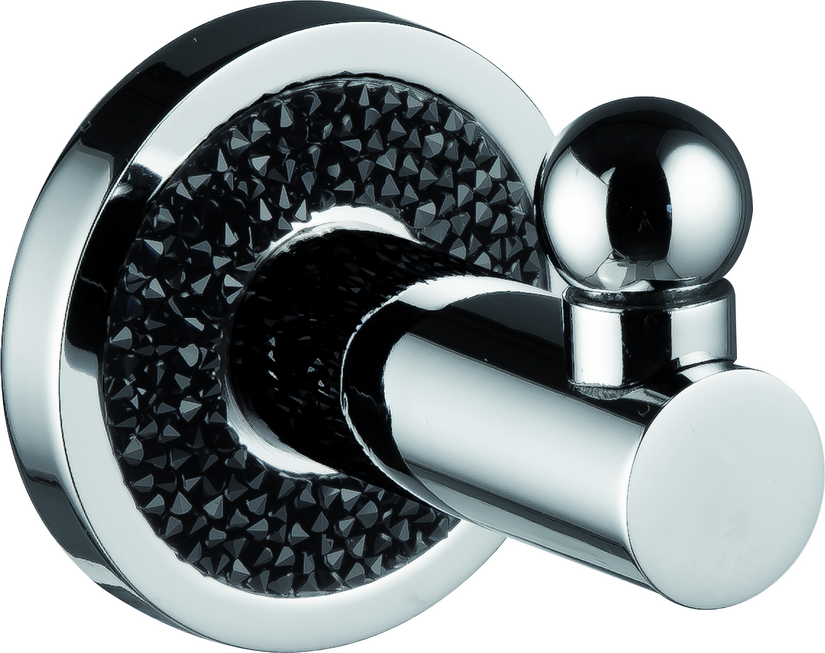 H2014/09B Sanibano Ebano, крючок одинарный, цвет хром-кристаллы Swarovski black 