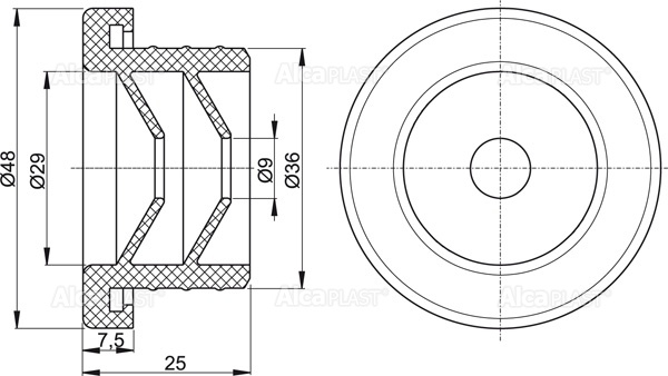 Гофрированная прокладка 36/10 ALCAPLAST S0688ND - Вид №1