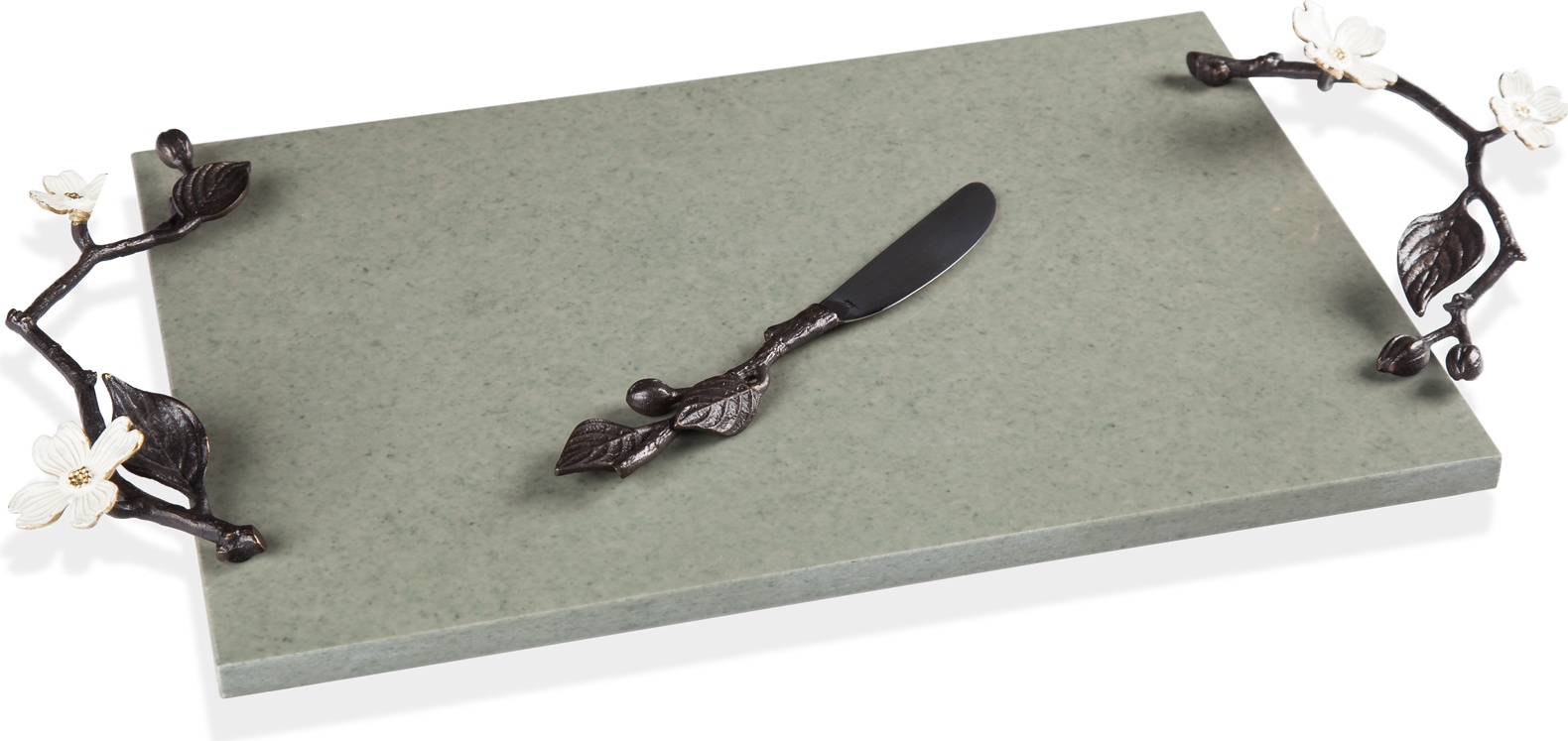 10620899 Michael Aram Доска для сыра с ножом Michael Aram Цветок кизила 50см, мрамор Мрамор 