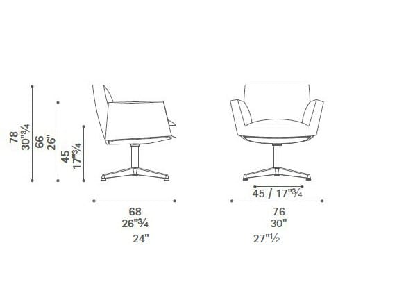 Кожаный спиц поворотный стул с подлокотниками Poltrona Frau офис-офисные кресла ARCH-00117051 - Вид №2