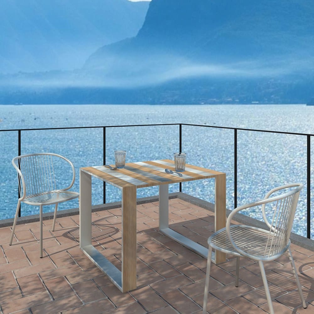 Квадратный стол из стали и дерева Vela Arredamenti ZEBRA ARCH-00084626 - Вид №1