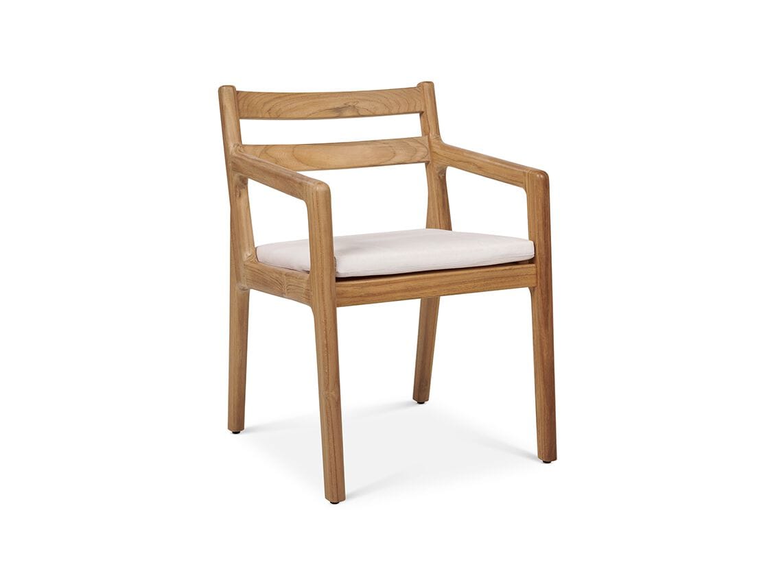 Стул из тикового дерева с подлокотниками и мягким сиденьем Walters Laurel ARCH-00078439