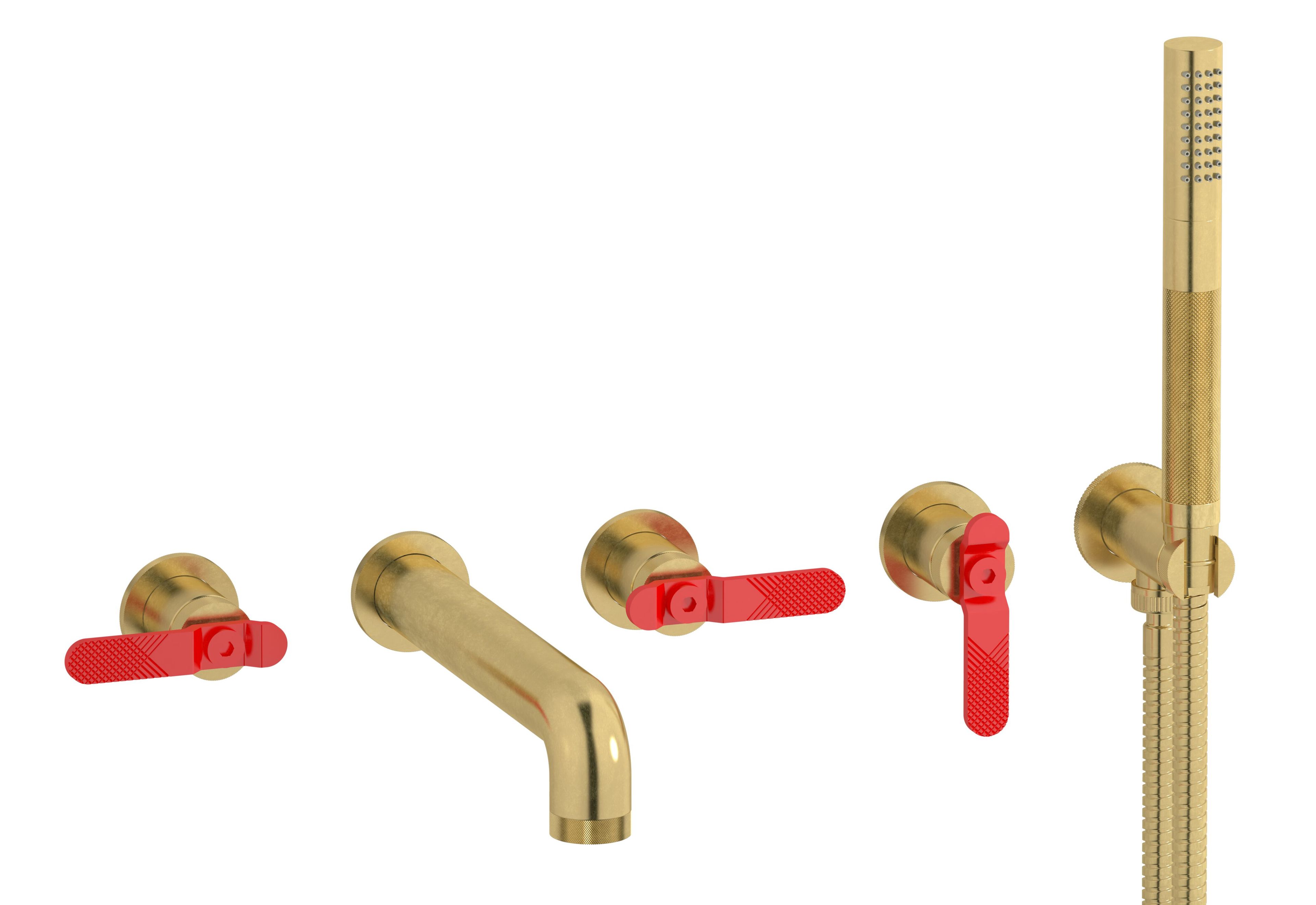 Настенный смеситель для ванны с 5 отверстиями и ручным душем IB Bold ARCH-00142517 - Вид №11