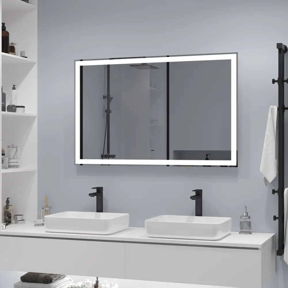 Зеркало для ванной Status с подсветкой 120x70 см цвет серый CONTINENT STLM-2101443