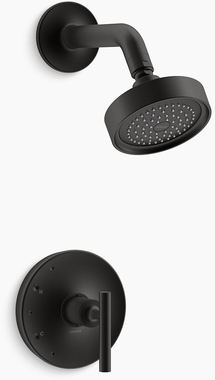 KOHLER Душевая панель Purist Rite-Temp с рычажной ручкой и насадкой для душа 2,5 галлона в минуту K-TS14422-4-BL 