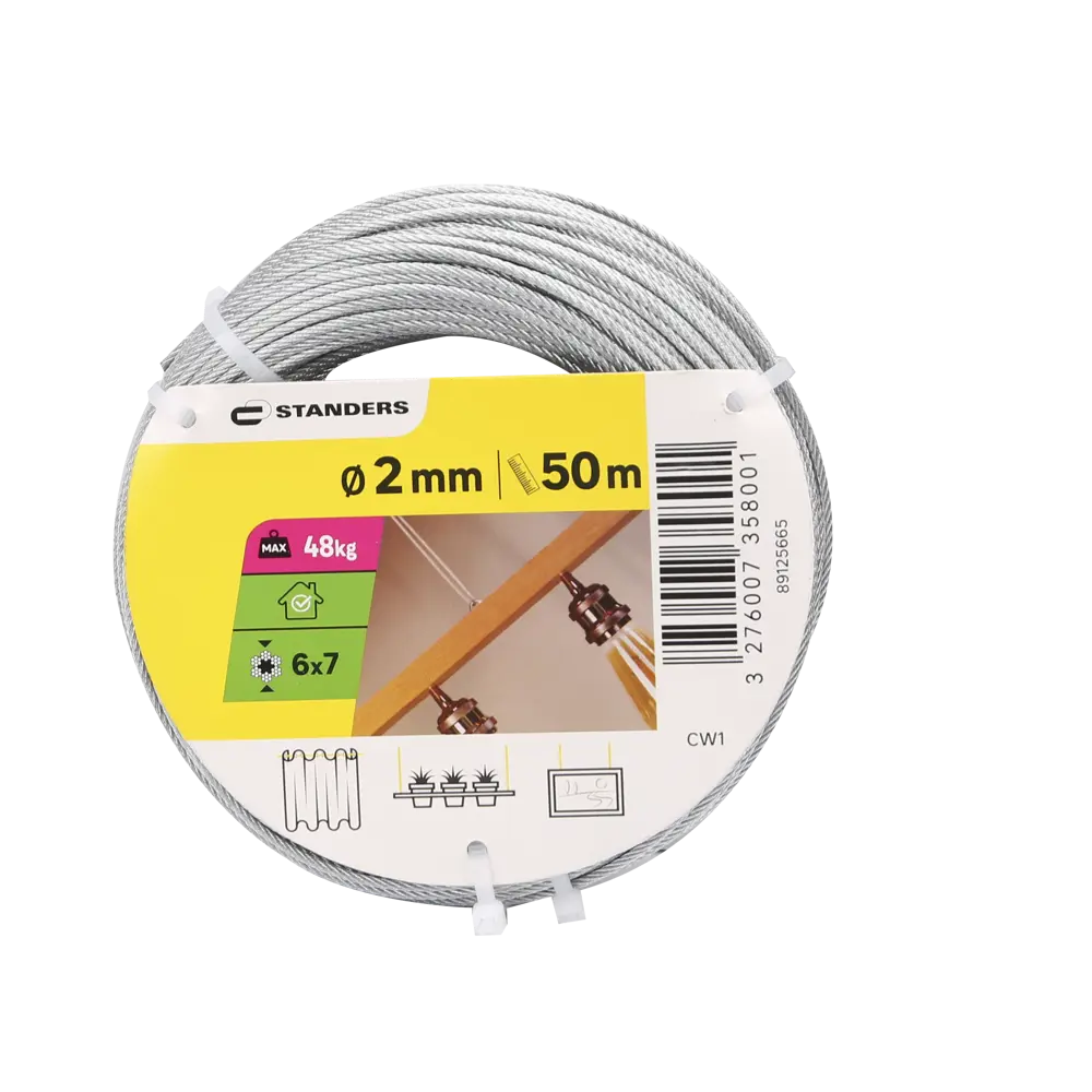 Трос Standers стальной оцинкованный DIN 3055 2 мм 50 м STLM-2107236 - Вид №7
