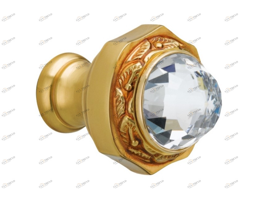 0Z5746.000.00 Ручка для шкафа диаметром 32 мм с кристаллами сваровски Золото 24К Mestre 